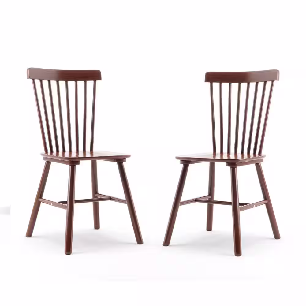 None WindsorWalnut Solid Wood Dining Chairs for Kitchen and Dining Room (Set of 4)