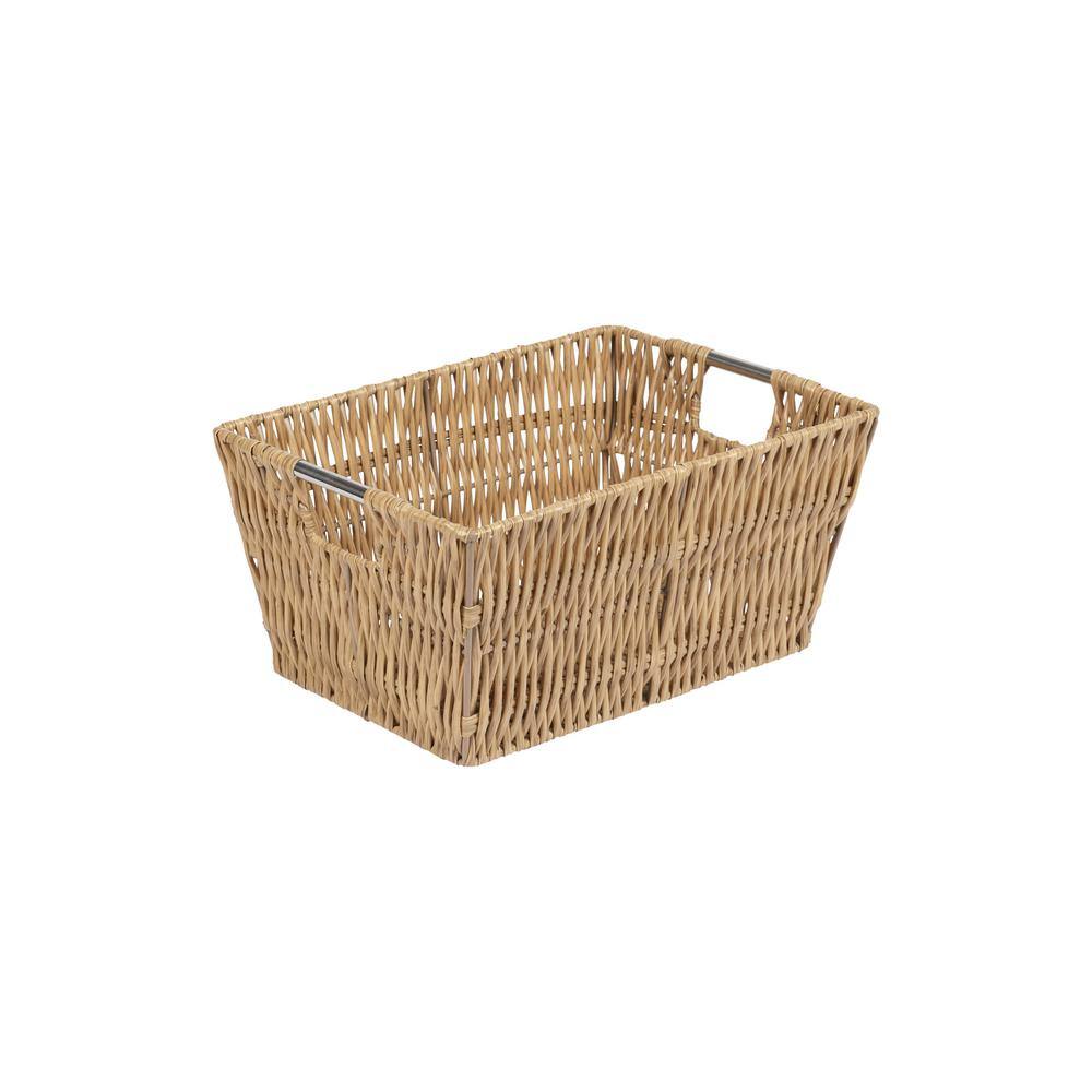 SIMPLIFY 2.56 in. H x 5.75 in. W Brown Rattan PE Closet Drawer Organizer Tote Baskets (3-Pack Set)