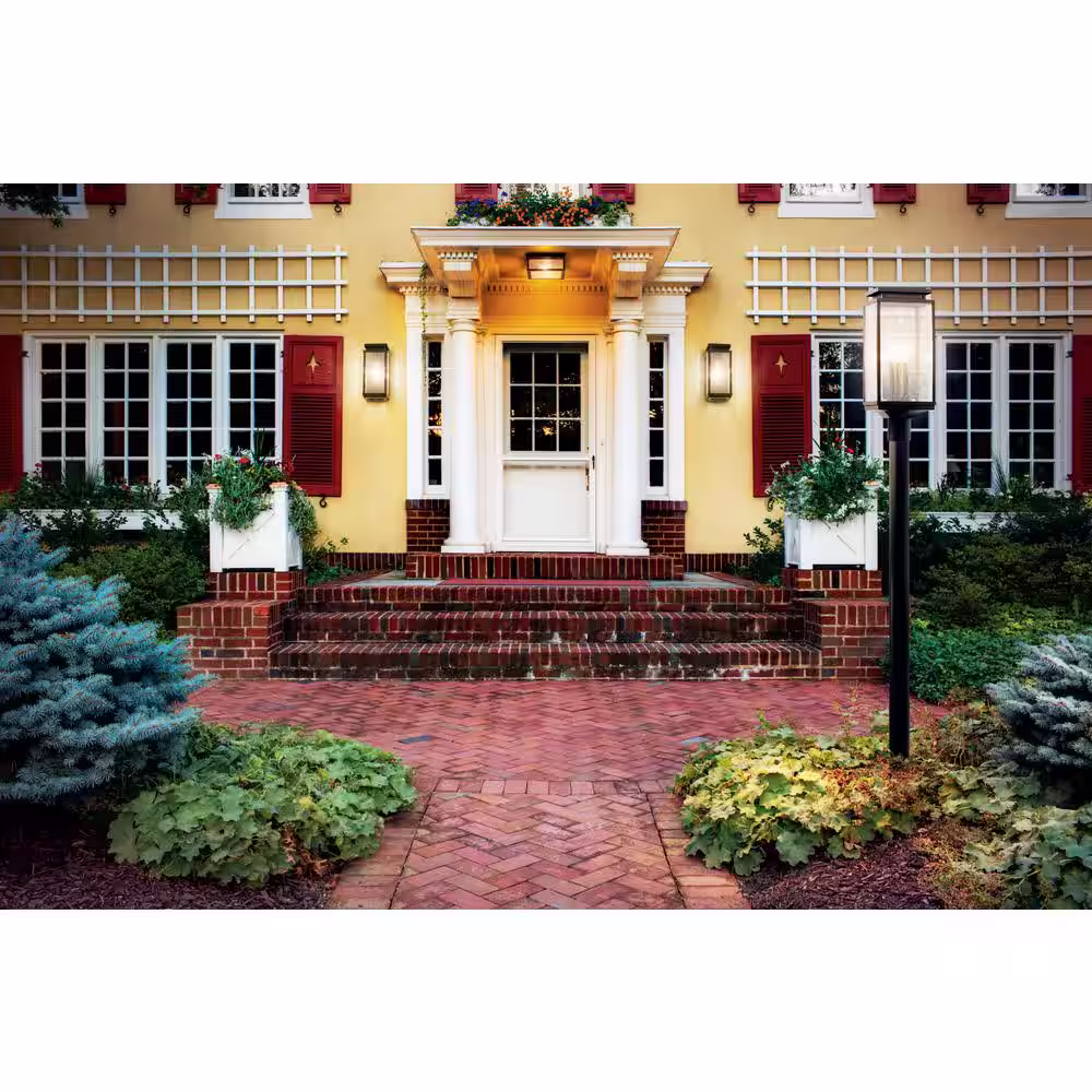 KICHLER Manningham 2-Light Olde Bronze Outdoor Porch Ceiling Flush Mount Light with Clear Seedy Glass (1-Pack)