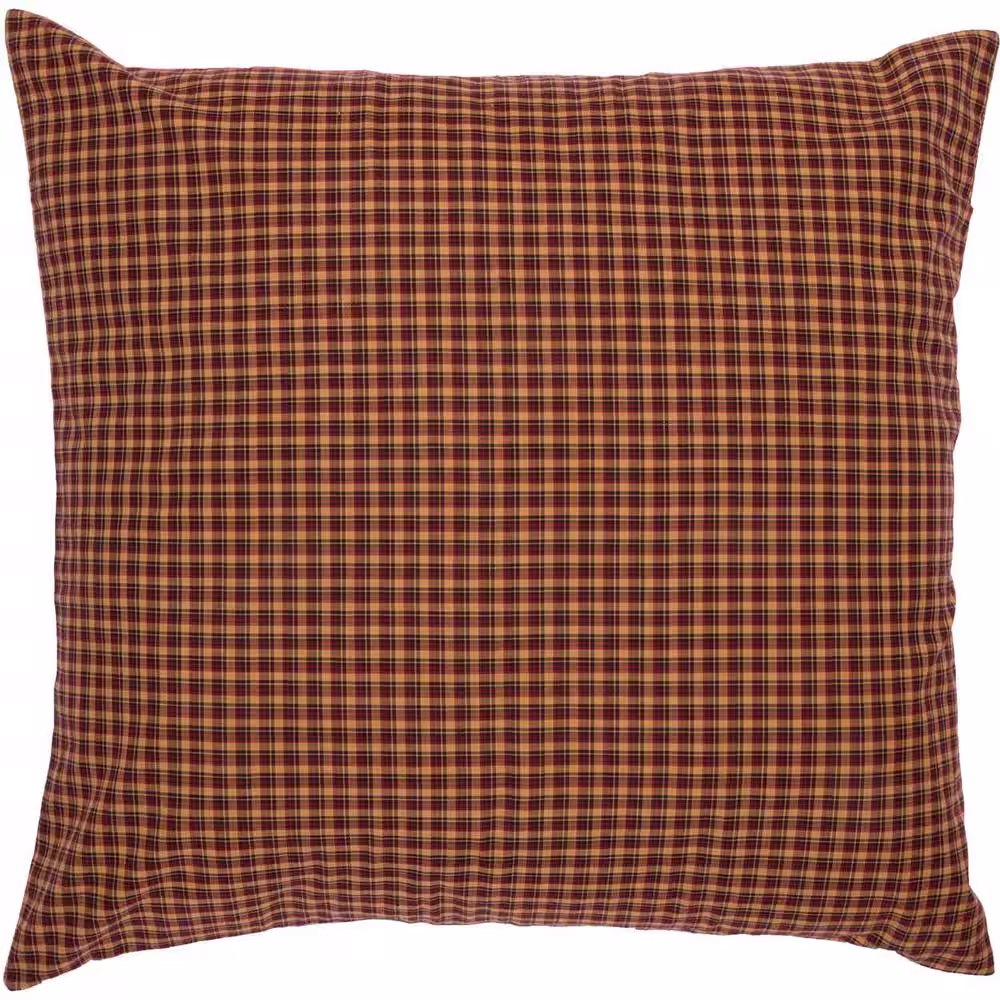 VHC BRANDS Patriotic Patch Red Khaki Navy Primitive Plaid Cotton Euro Sham