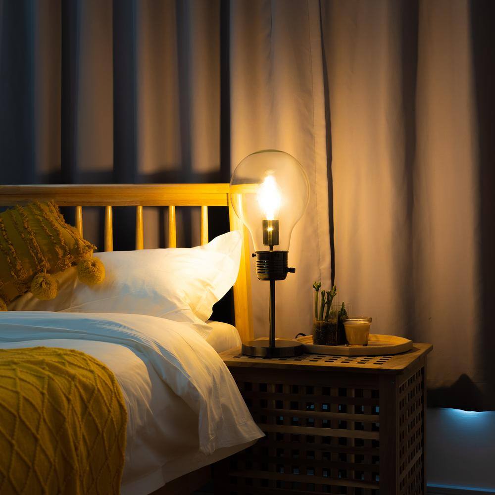 Merra 17 in. Dark Nickel Bulb-in-a-Bulb Table Lamp