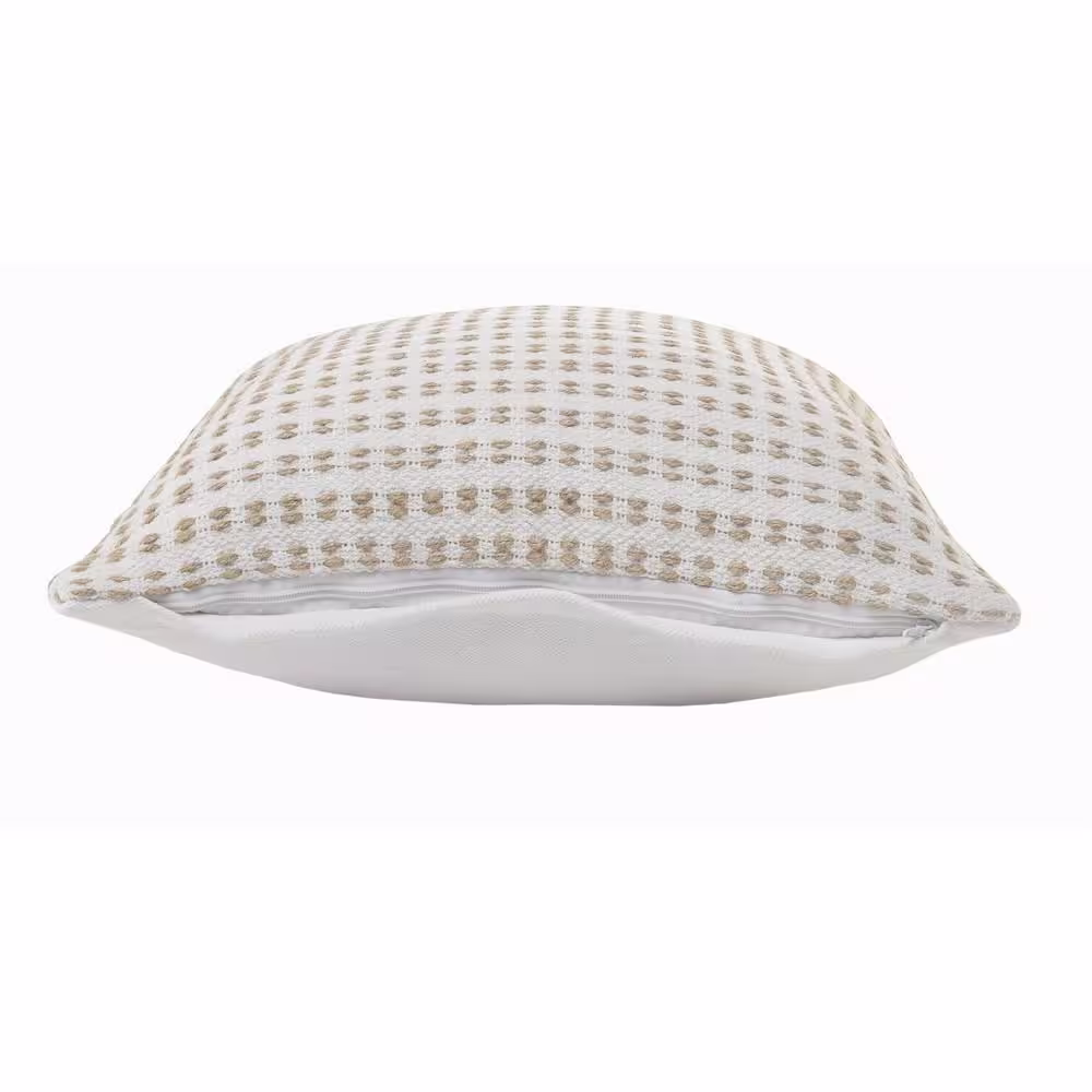 LR Home Interwoven Ivory / Tan Striped Soft Poly-Fill 20 in. x 20 in. Throw Pillow