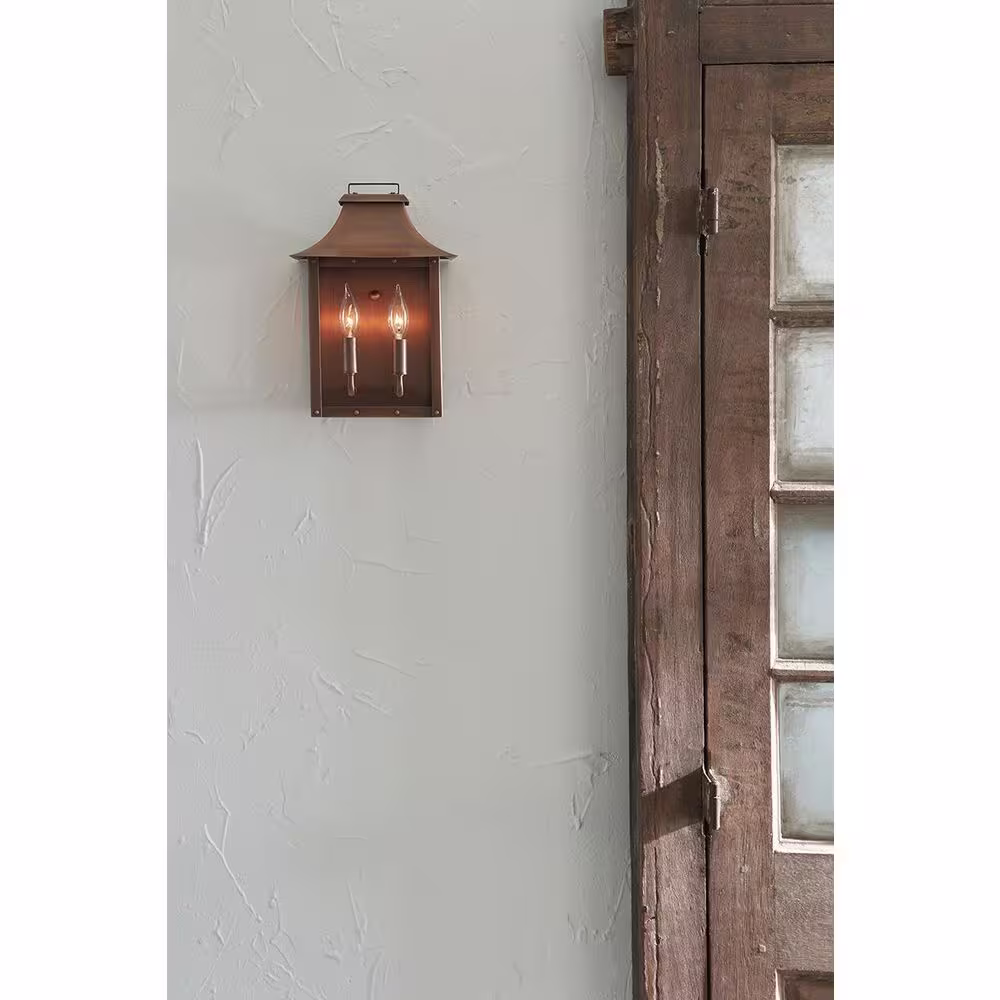 Acclaim Lighting Manchester Collection 2-Light Copper Patina Outdoor Wall Lantern Sconce