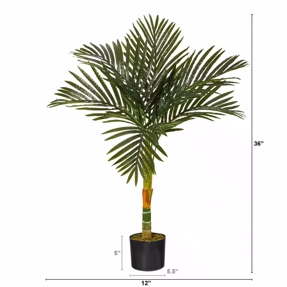 Nearly Natural 3ft. Single Stalk Golden Cane Artificial Palm Tree