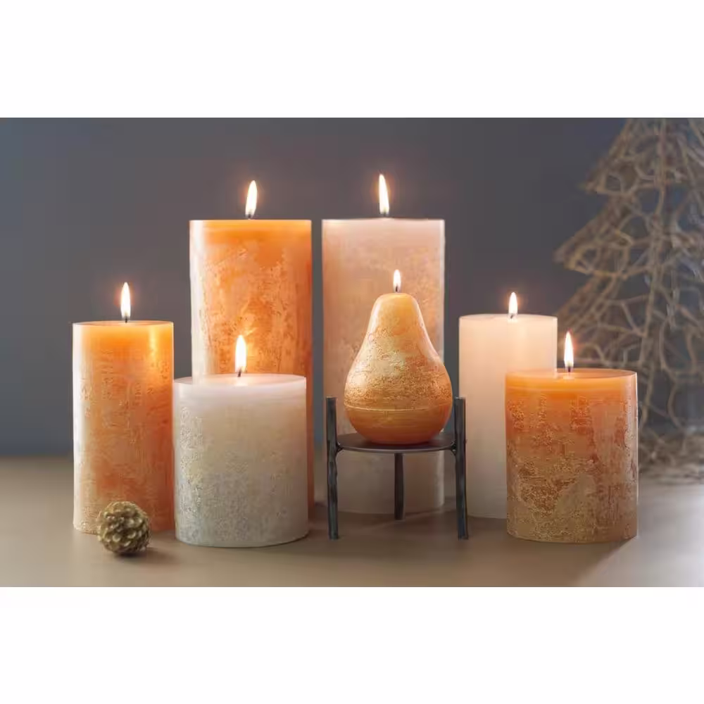 Vance Kitira 6 in. Gold Ritz Timber Pillar Candle