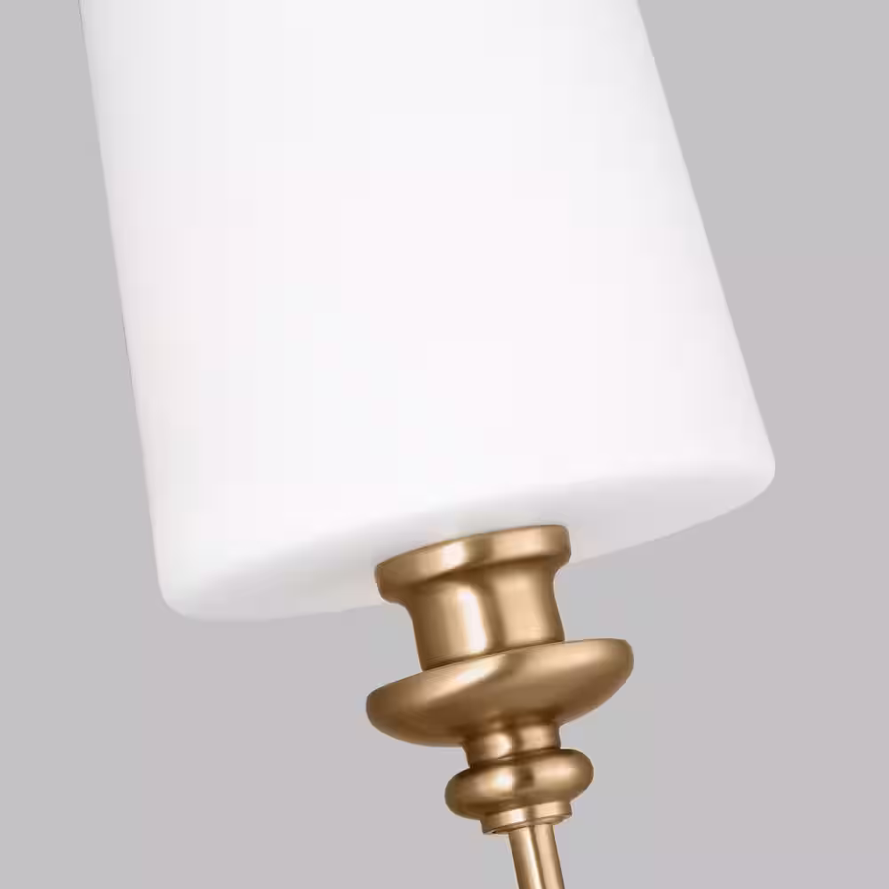 Generation Lighting Bellevue 1-Light Satin Brass Wall Sconce with Frosted White Glass Shade