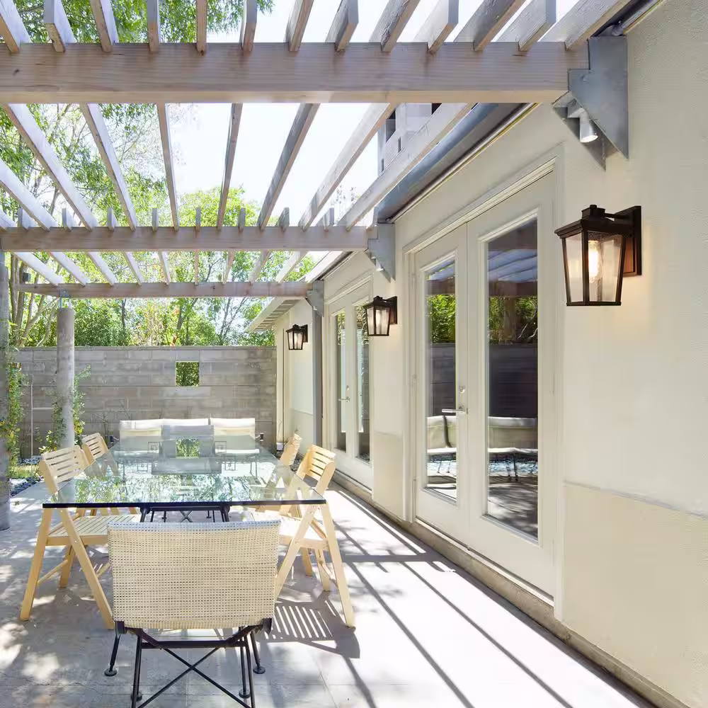 LNC Traditional Coastal Black Lantern Wall Sconce with Seeded Glass shade Modern 1-light Outdoor Wall Light LED Compatible