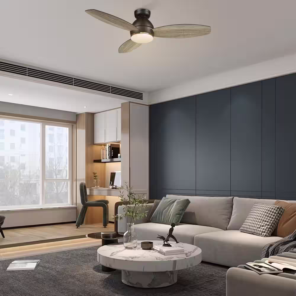 CARRO Bretton 48 in. Integrated LED Indoor/Outdoor Black Smart Ceiling Fan with Light and Remote, Works with Alexa/Google Home