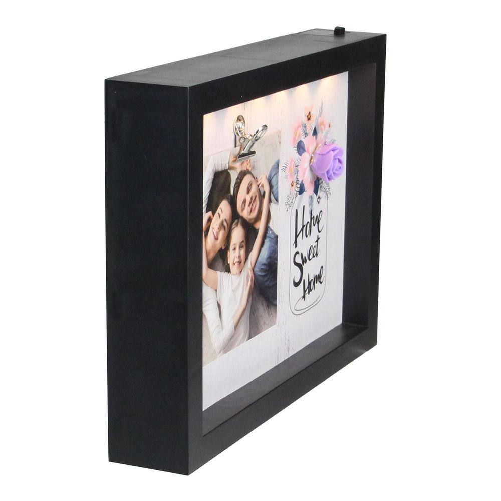 Northlight 4 in. x 6 in. Black Matte LED Lighted Home Sweet Home Picture Frame with Clip