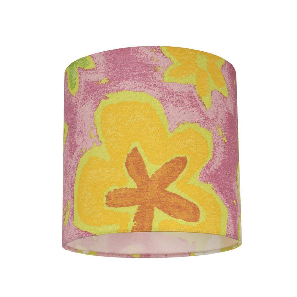 Aspen Creative Corporation 8 in. x 8 in. Pink and Flowers Drum/Cylinder Lamp Shade