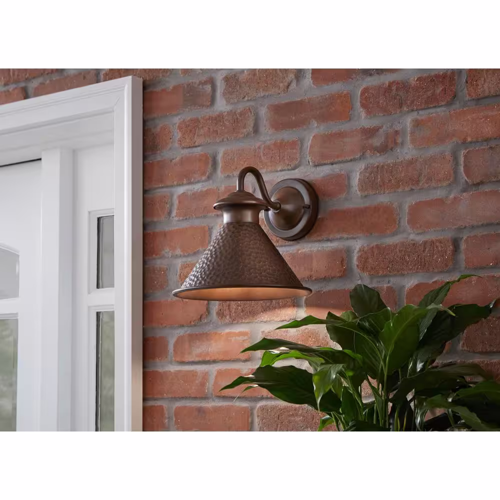 Home Decorators Collection Essen 8.34 in. Antique Copper 1-Light Outdoor Line Voltage Wall Sconce with No Bulb Included