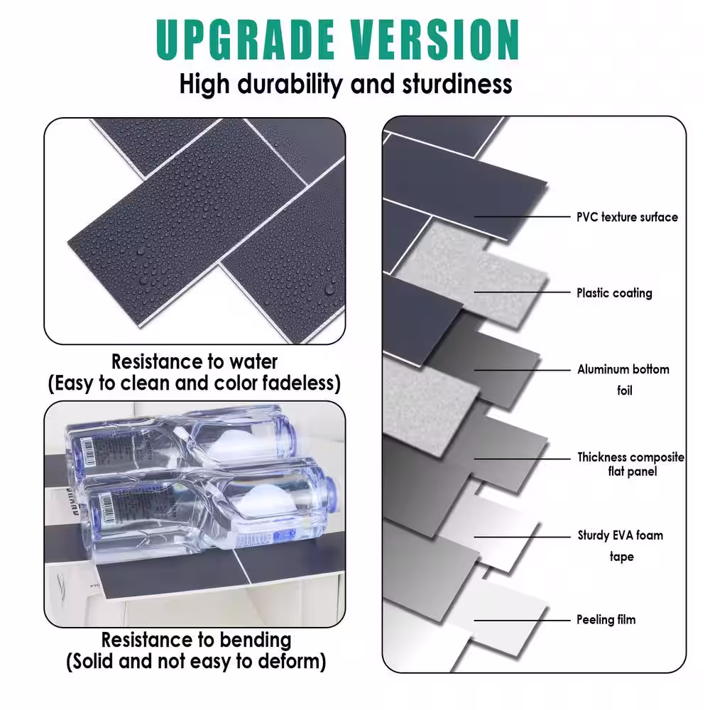 Yipscazo 12 in. x 12 in. PVC Navy Blue Peel and Stick Backsplash Subway Tiles for Kitchen (10-Sheets/10 sq. ft.)