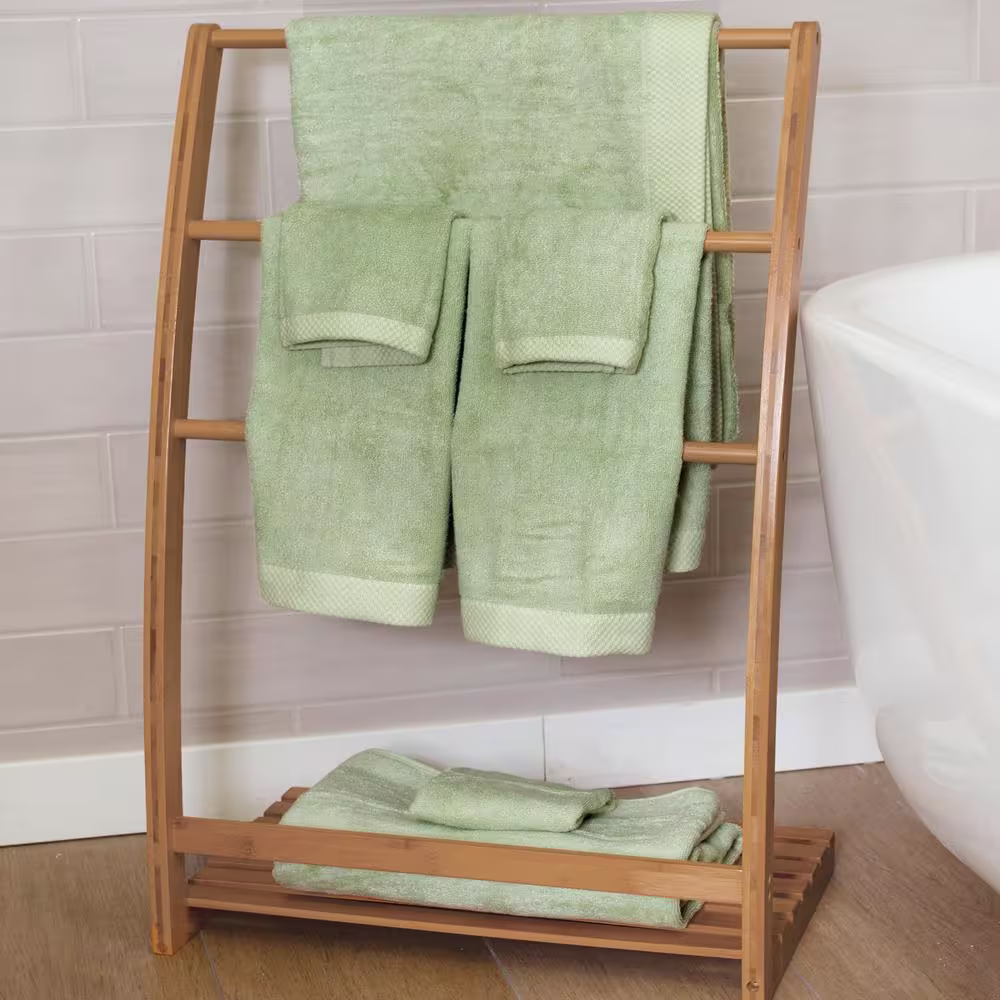 None Luxury Viscose from Bamboo Cotton Towel Set - Sage (2 Bath Towels, 2 Hand Towels, 4 Washcloths)