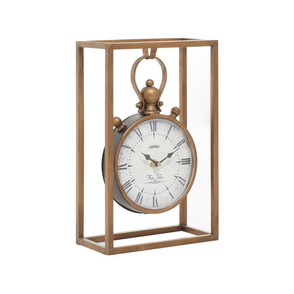 Litton Lane Bronze Metal Standing Stopwatch Analog Clock
