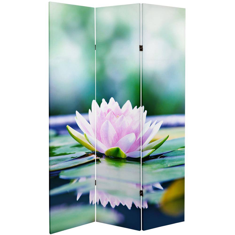 Oriental Furniture Lotus Blossom 6 ft. Printed 3-Panel Room Divider