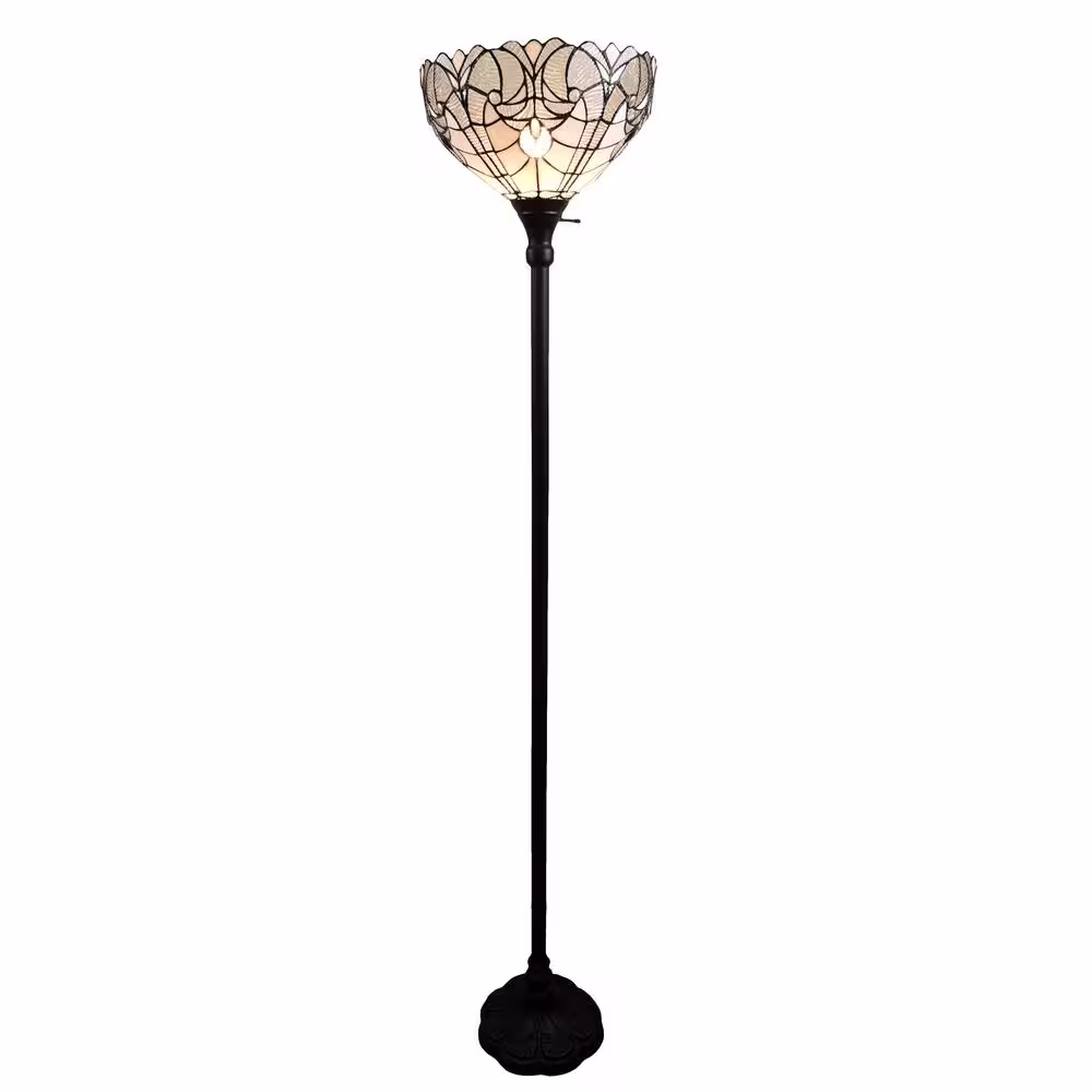 Amora Lighting 72 in. Tiffany Style Torchiere Floor Lamp