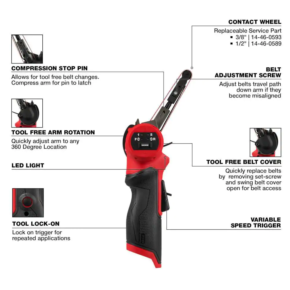 Milwaukee M12 FUEL 12V Lithium-Ion Brushless Cordless 3/8 in. x 13 in. Bandfile (Tool-Only)