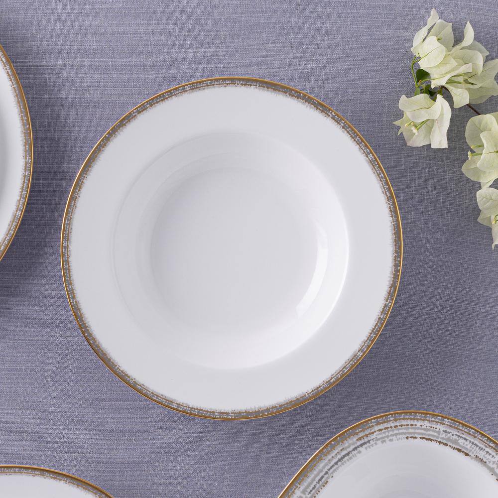 Noritake Haku 8.5 in. 12 fl. oz White Bone China Soup Bowls Set Of 4