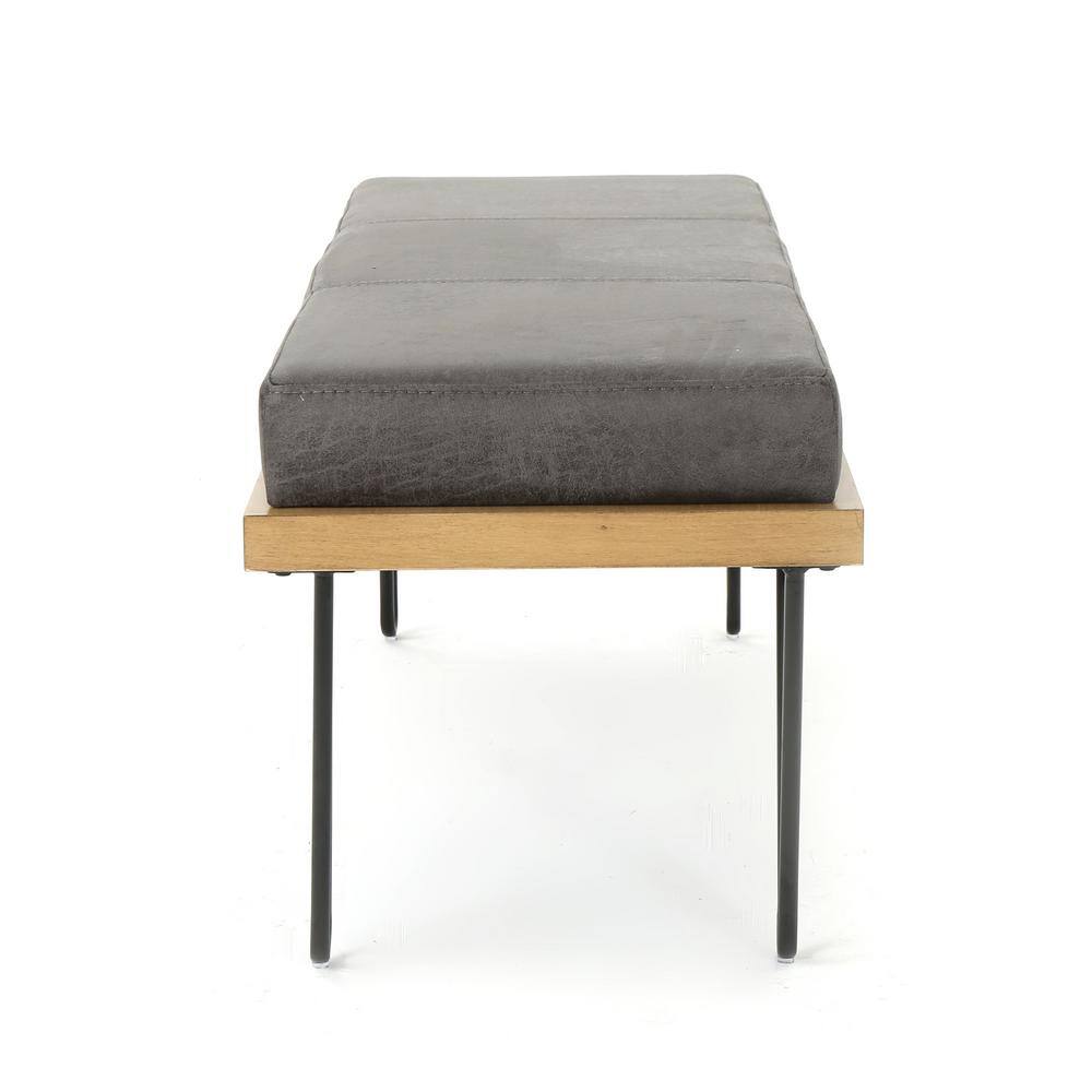 None Elisha Slate Upholstered Bench