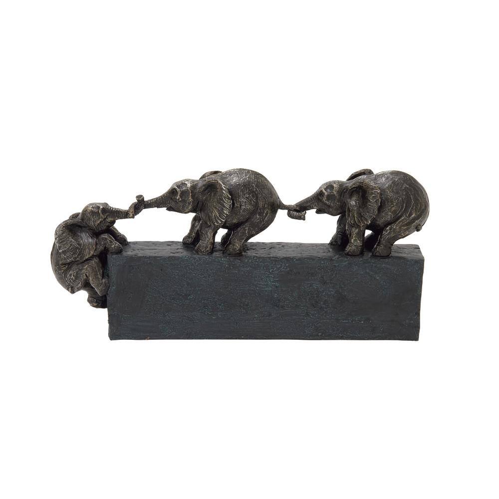Litton Lane Black Polystone Elephant Sculpture