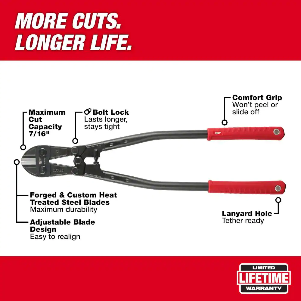 Milwaukee 24 in. Bolt Cutter With 7/16 in. Max Cut Capacity