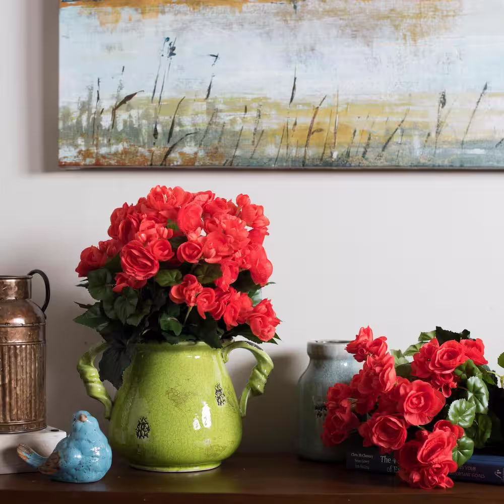 Vickerman 15.25 in. Orange Artificial Begonia Other Flowering Plant