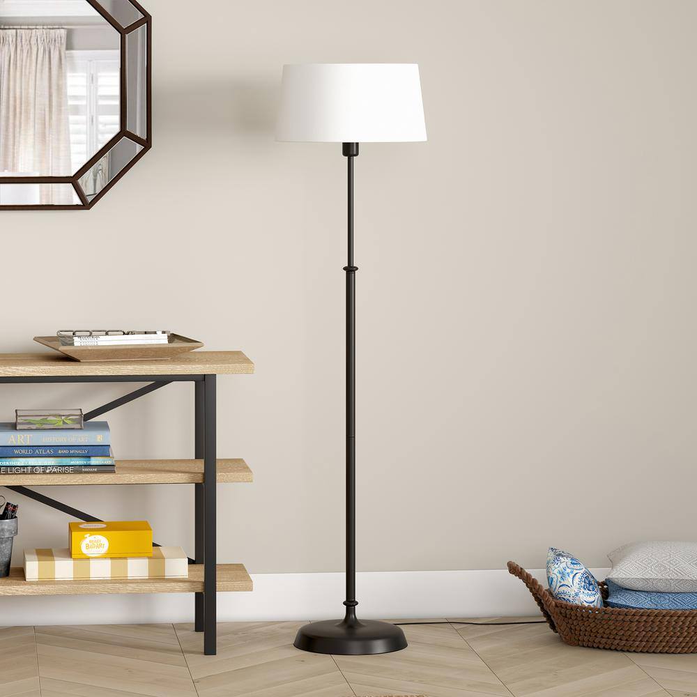 Meyer&Cross Derek 60 in. Blackened Bronze Floor Lamp with Fabric Shade