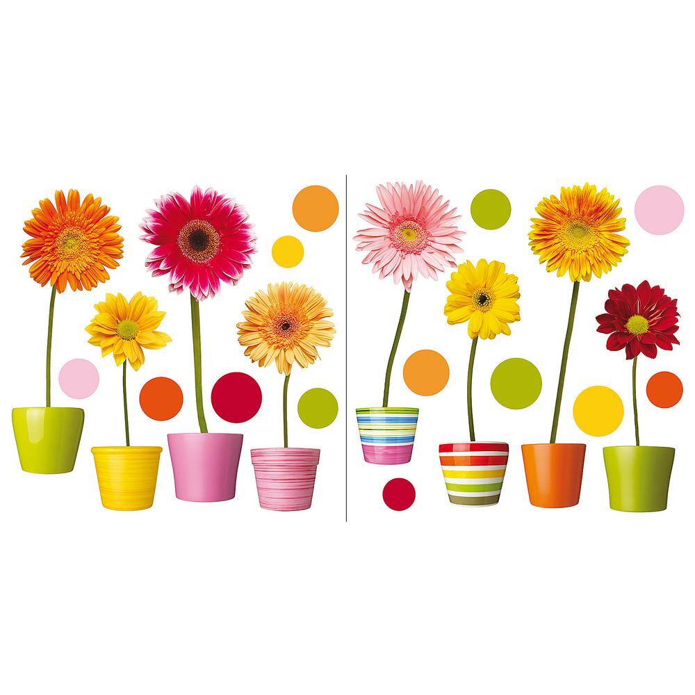 Brewster 24.4 in. x 12.2 in. Gerberas Flowers Window Decals