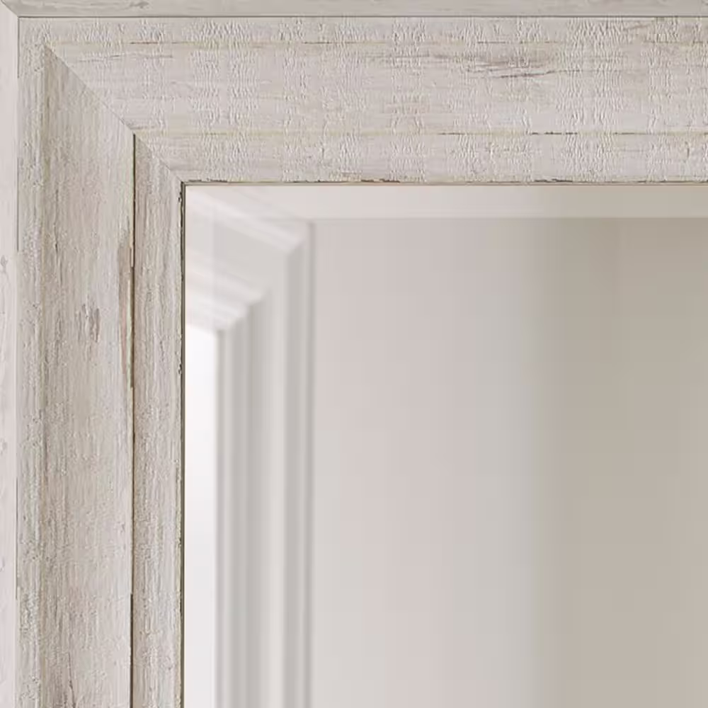 None Medium Rectangle White Beveled Glass Contemporary Mirror (40 in. H x 32 in. W)