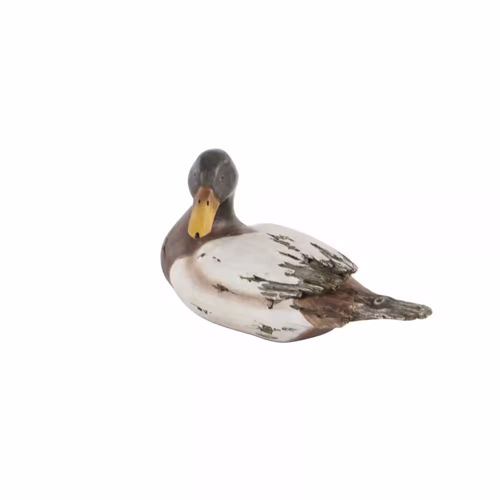 None Beige Polystone Duck Sculpture (Set of 2)