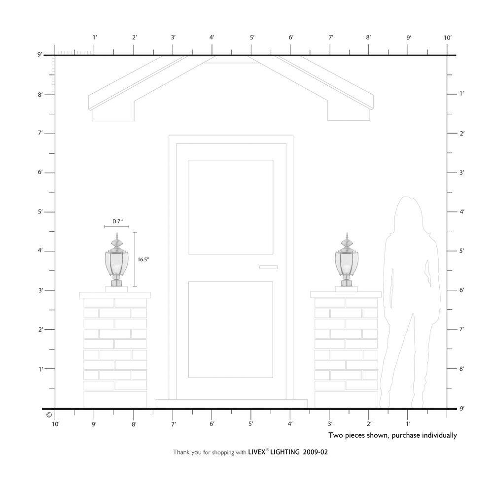Livex Lighting Outdoor Basics 1 Light Polished Brass Outdoor Post Top Lantern