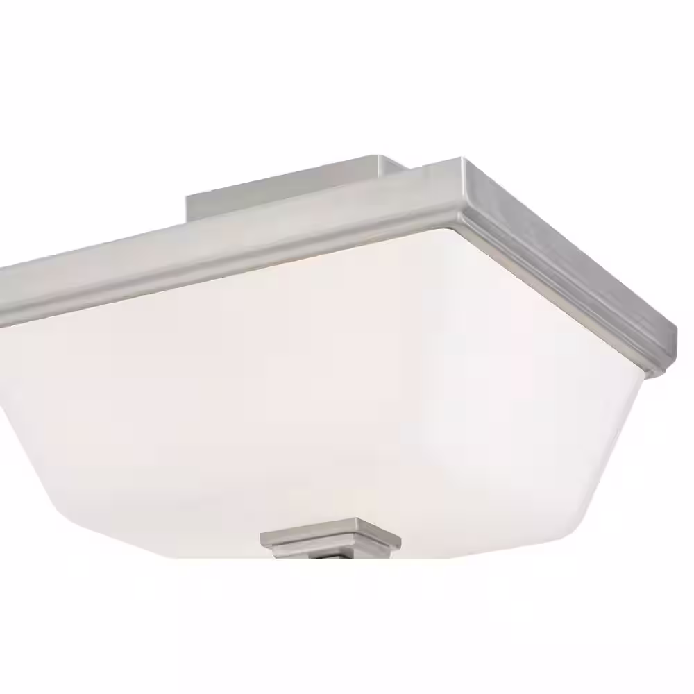 Generation Lighting Ellis Harper 13 in. 2-Light Brushed Nickel Semi-Flush Mount with Etched White Glass Shade
