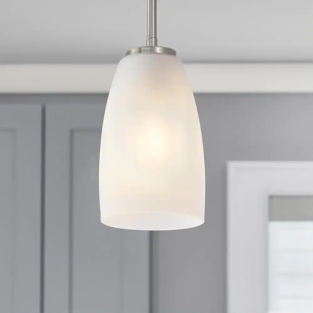 None 2-1/4 in. Fitter Frosted White Glass Cylinder Pendant Lamp Shade