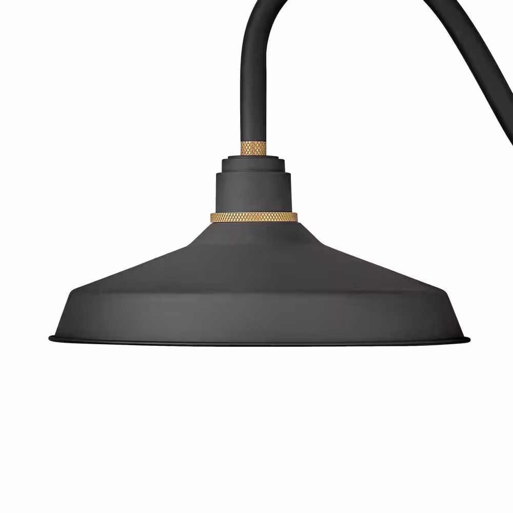 HINKLEY Foundry Medium 1-Light Textured Black Outdoor Gooseneck Wall Sconce