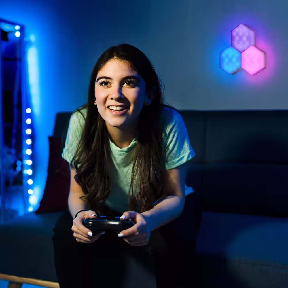 Monster Hexagon Unique Multi-Color LED Touch Light, 4 Color-Changing Modes, DIY Installation with Mounting Hardware (3-Pack)