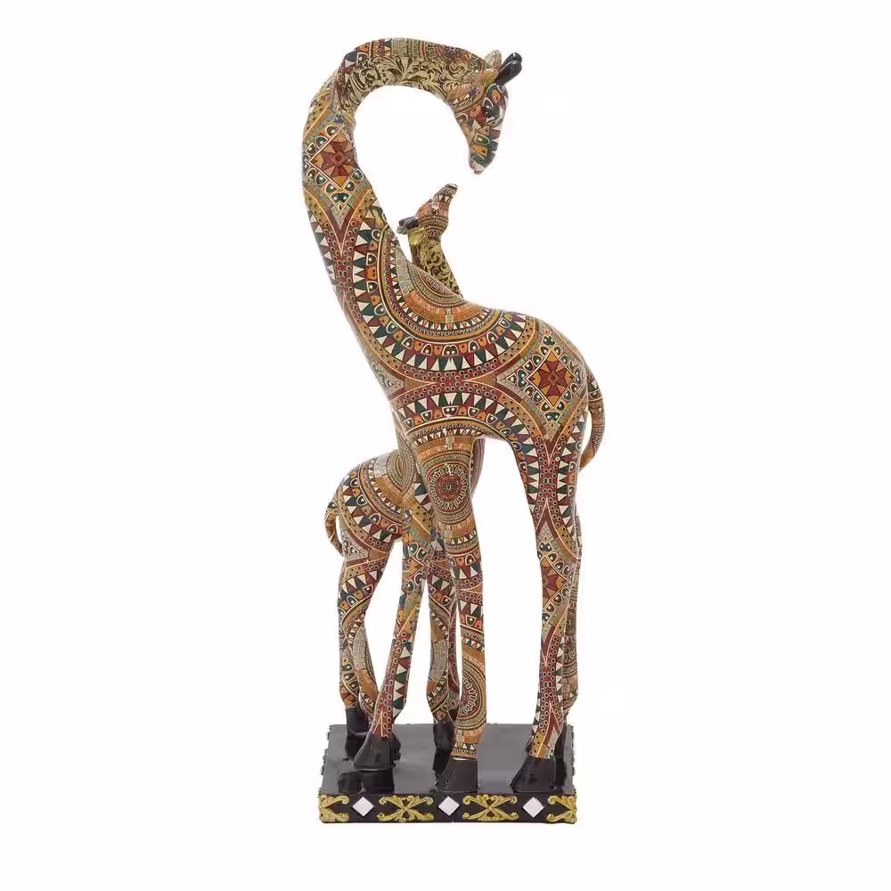 None Multi Colored Polystone Giraffe Sculpture
