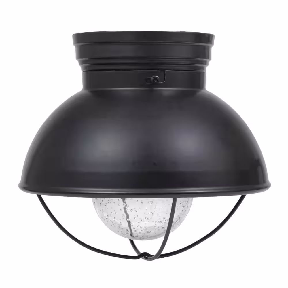 Sylvania Beverly 1-Light Antique Black Ceiling Semi-Flushmount with Edison LED Light Bulb Included