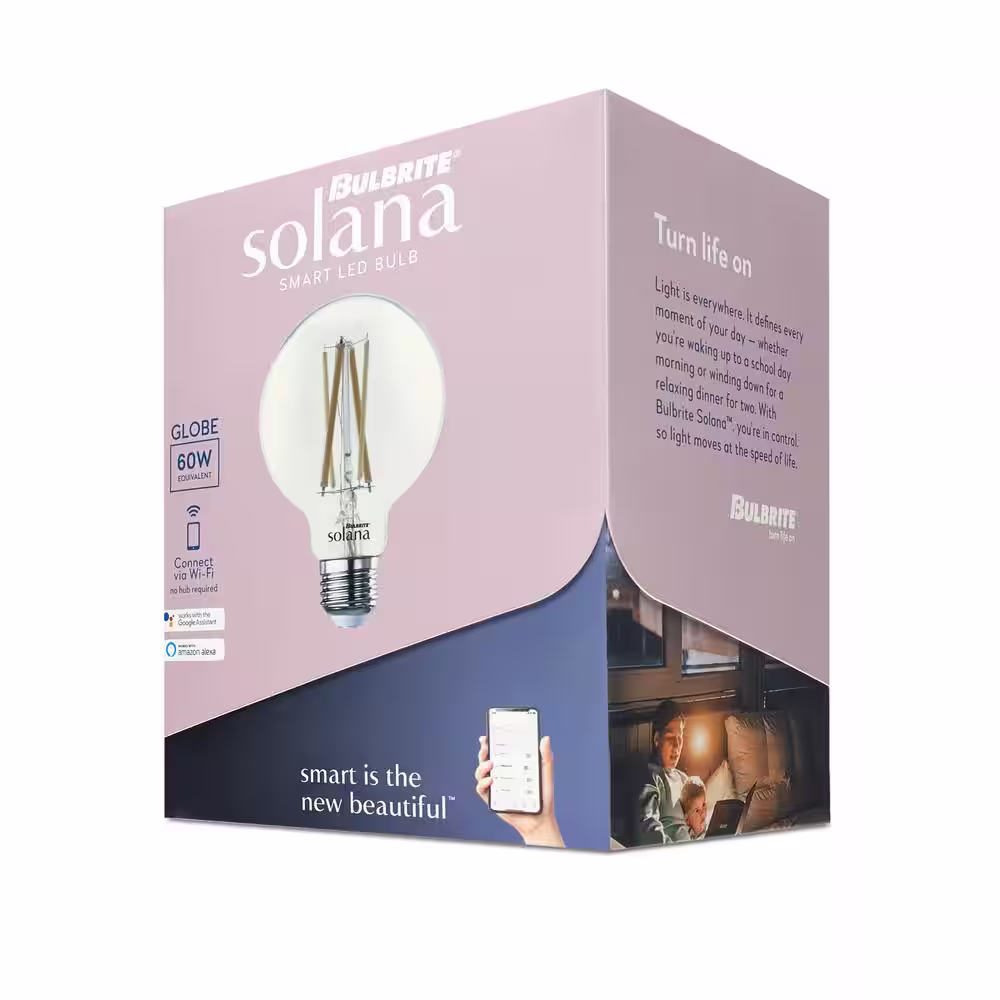 Bulbrite 60 Watt equivalent G25 with Medium Screw Base E26 in Clear Finish Dimmable 2200-6500K Solana WIFI LED Light Bulb 1-Pack
