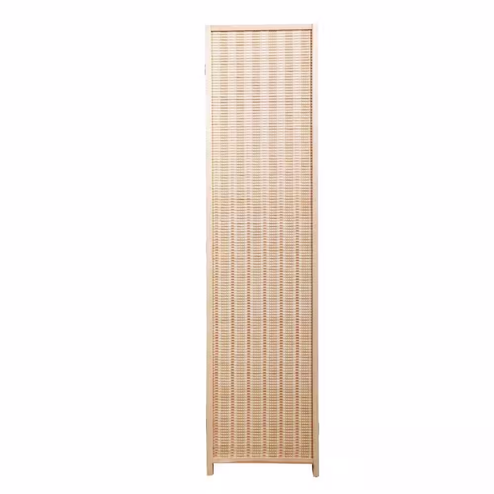 None 6-Panel Bamboo Room Divider, Private Folding Portable Partition Screen for Home Office - Natural