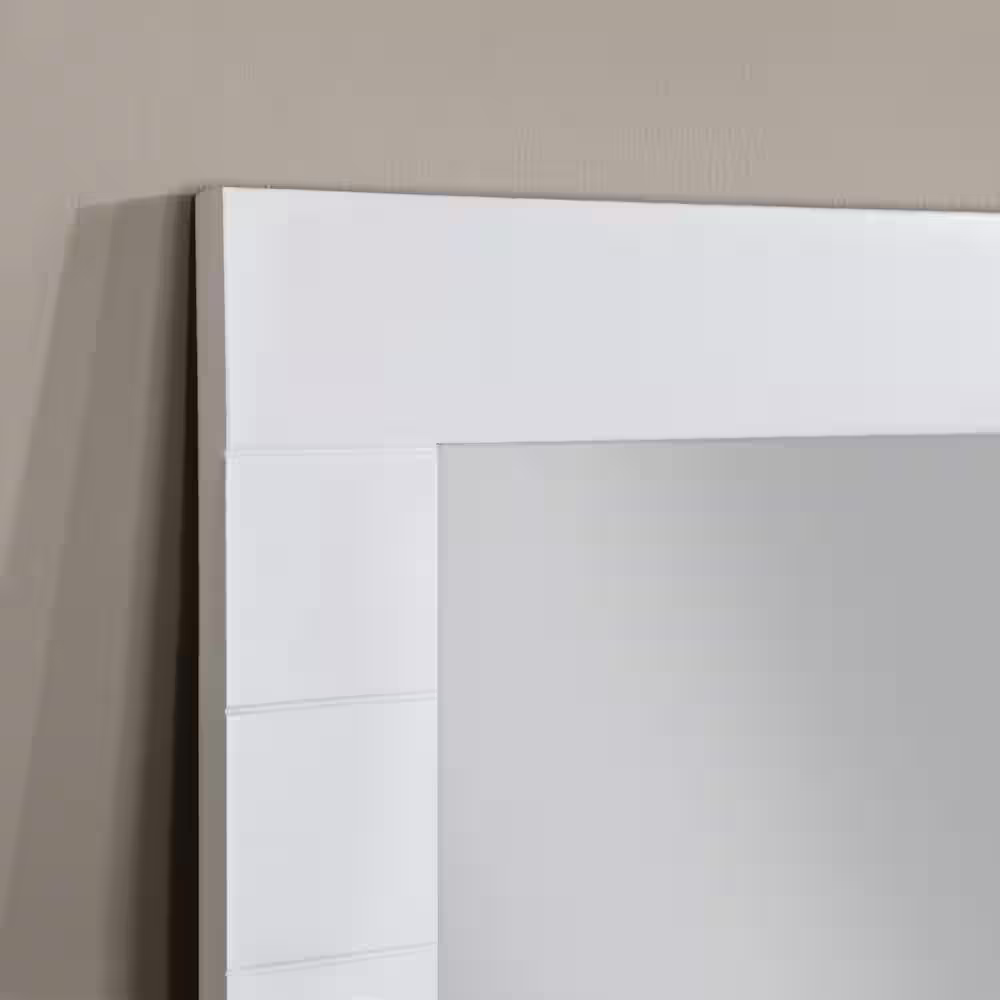 FirsTime & Co. 20 in. H x 60 in. W Rectangular Wood FirsTime & Co. White Abigail Shiplap Farmhouse Framed Standing Mirror