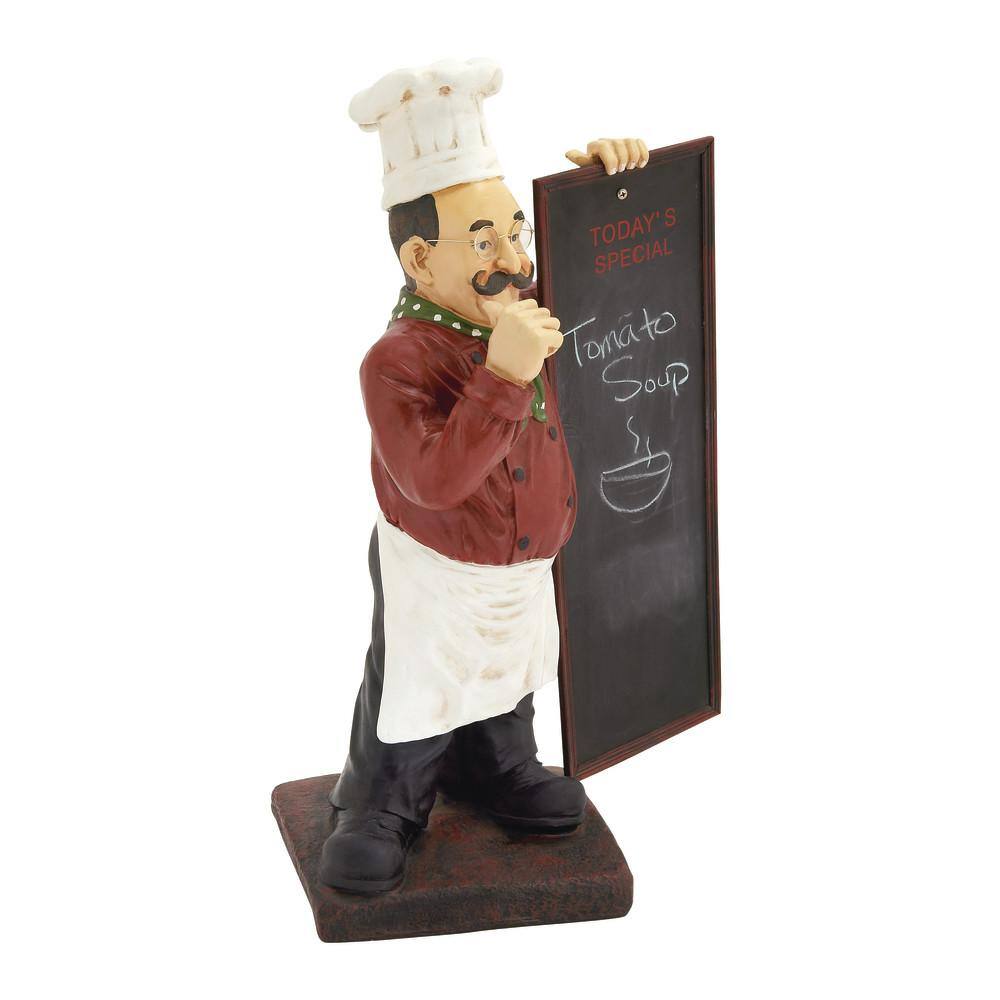 Litton Lane Multi Colored Polystone Chef Sculpture with Chalkboard