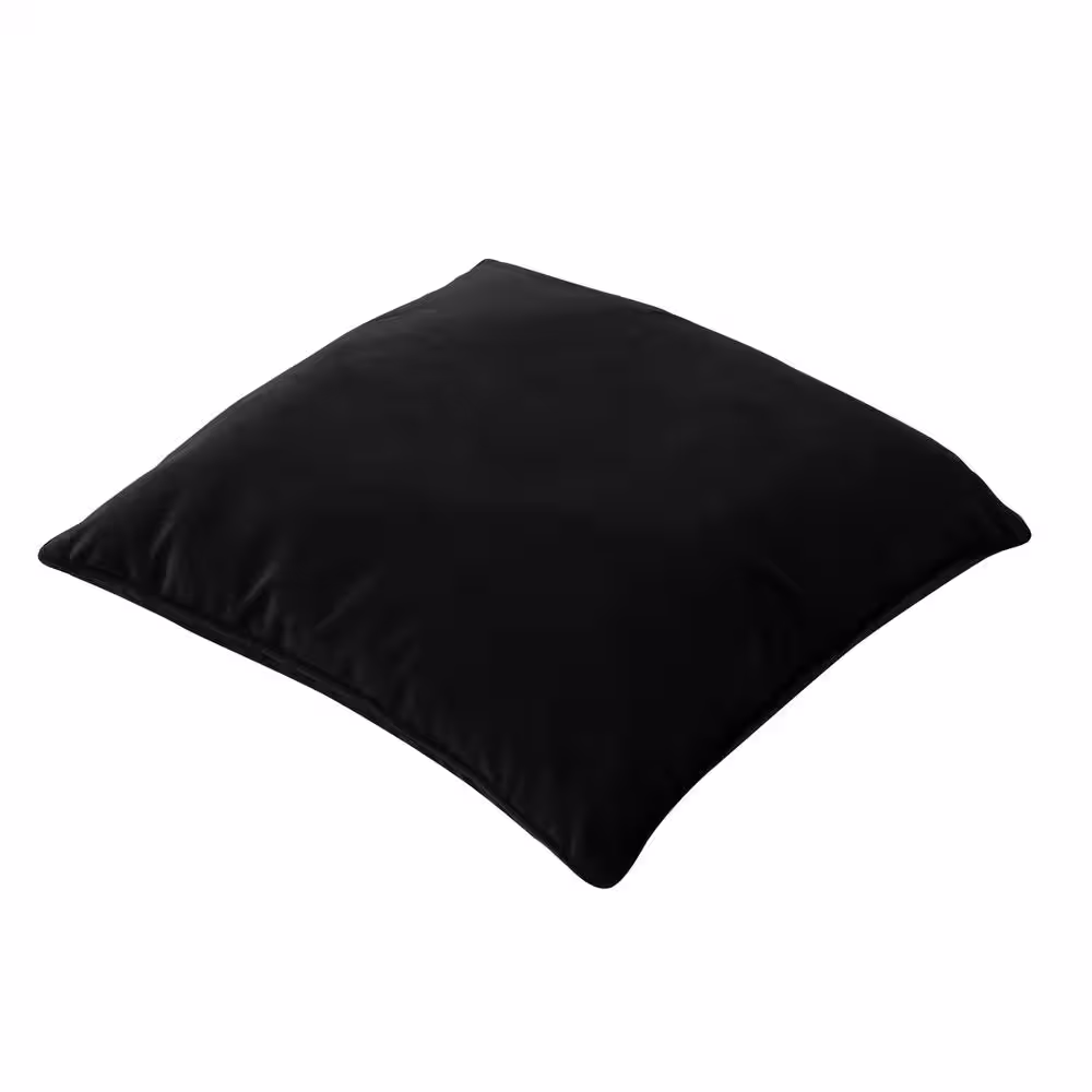 None Soft Velvet Square 18 in. x 18 in. Black Throw Pillow