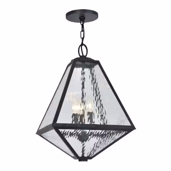 Crystorama Glacier 3-Light Black Charcoal Lantern Outdoor Chandelier