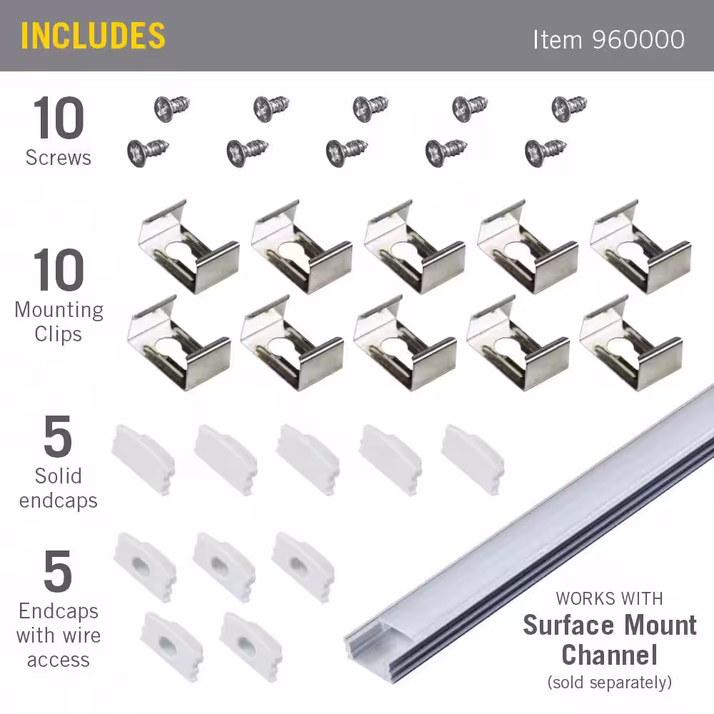 Armacost Lighting Surface Mount White Tape Light Channel Accessory Pack LED Mounting Hardware (10-Pack)