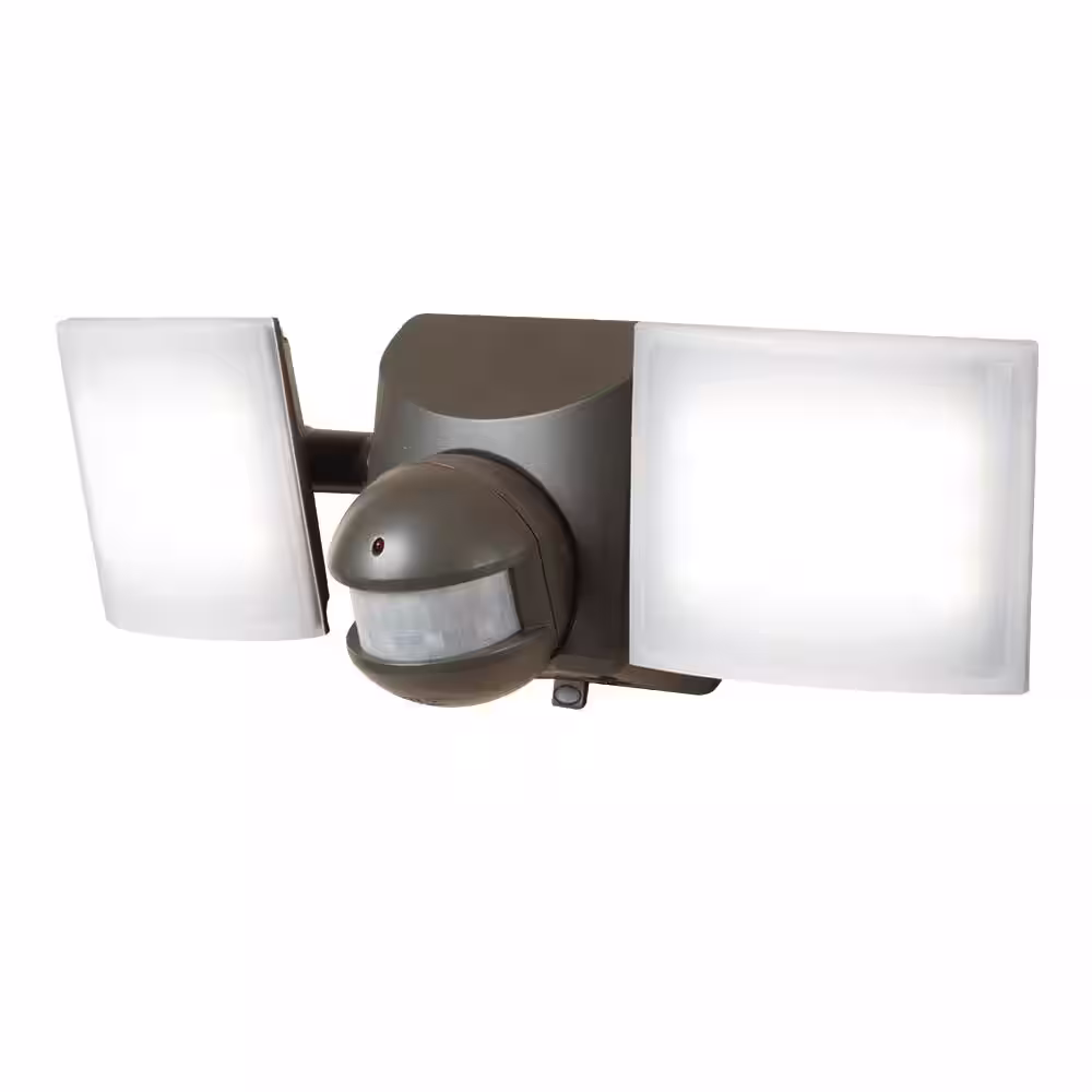 Halo 5.8-Watt 180-Degree Bronze Solar Motion Activated Twin Head Outdoor Integrated LED Flood Light