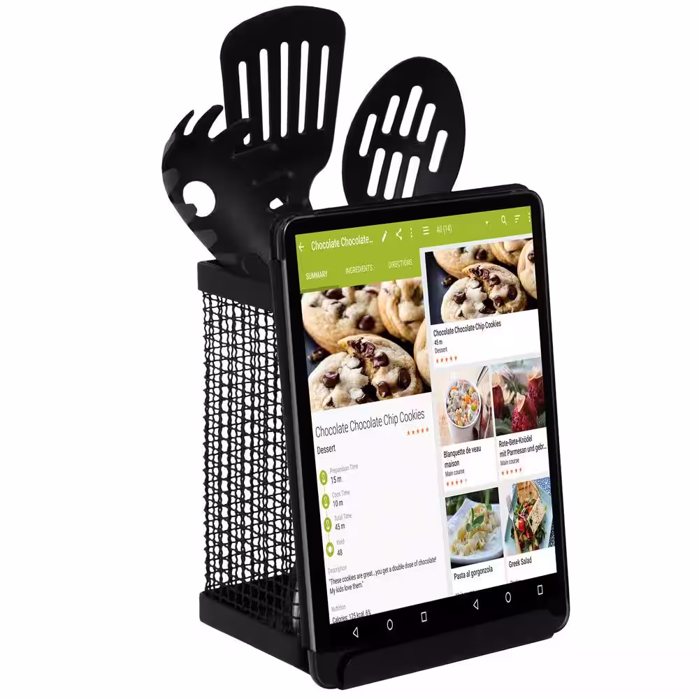 Kitchen Details Industrial Tablet and Utensil Holder in Matte Black