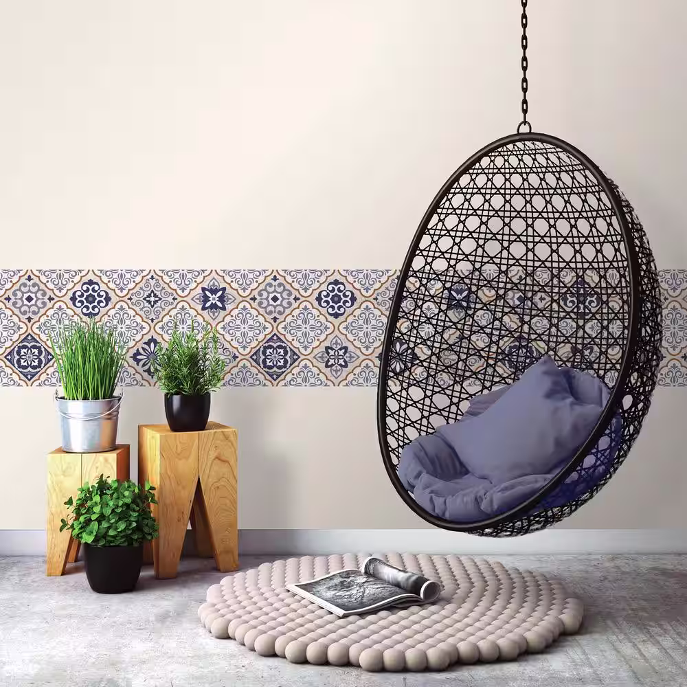 RoomMates Mexican Blue Tiles Peel And Stick Giant Wall Decals