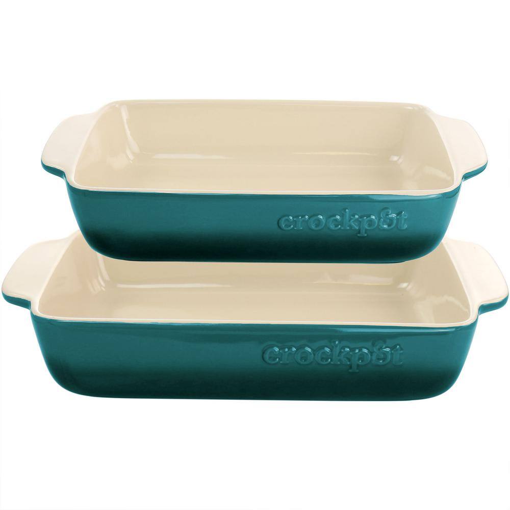 Crock-Pot Artisan 2-Piece Stoneware Bake Pans in Gradient Teal