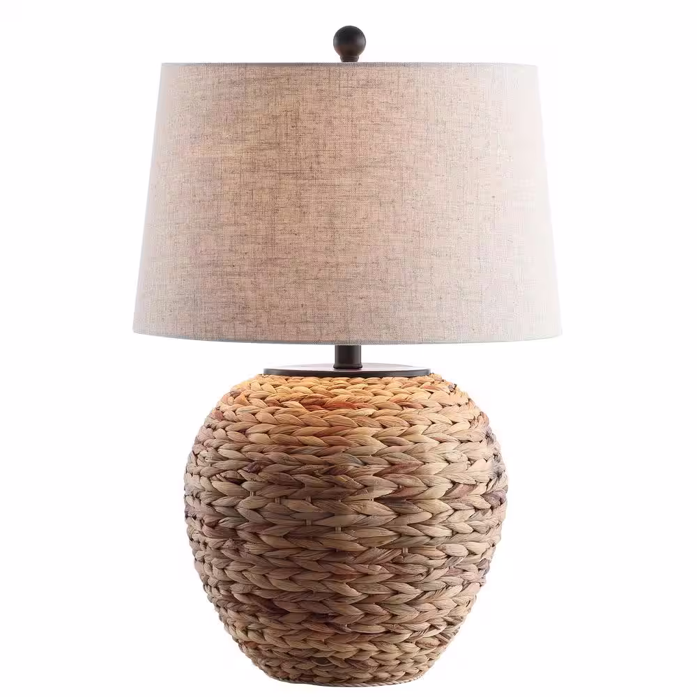 JONATHAN Y Alaro 24.5 in. Banana Leaf Basket LED Table Lamp, Natural