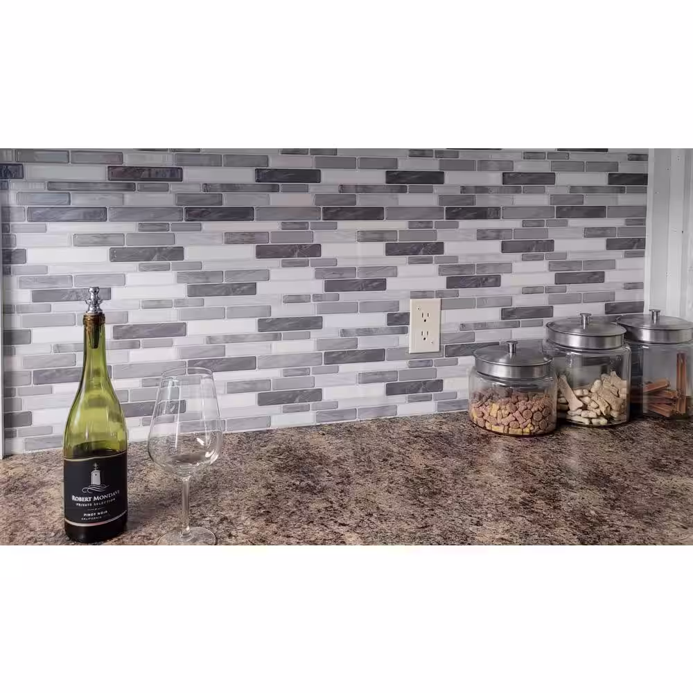 Art3d Brick Light Grey 12 in. x 12 in. PVC Peel and Stick Tile Kitchen Backsplash Mosaic (10 sq. ft./box)
